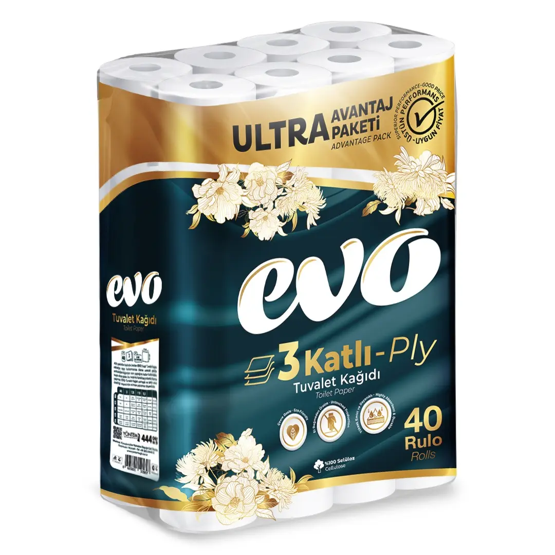 Evo Luxury 3-Ply Toilet Rolls 40 Roll Pack